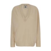 Beige V-Neck Sweater Uld Cashmere