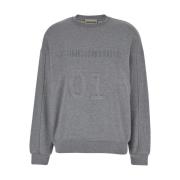 Grå Crewneck Sweatshirt med Logo Print