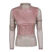 Pink & Purple Mesh Rhinestone Sweater