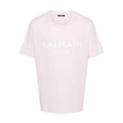 Rose Pink White Logo Print T-shirt