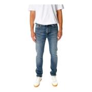 Slim Tapered Fit Mid Waist Jeans