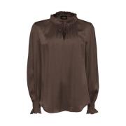 Elegant Silkeblanding Brun Bluse