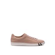 Elegant Pink Lder Sneakers Kvinder