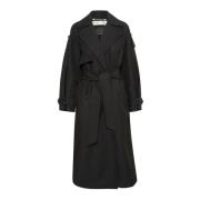 Sort Trenchcoat Jakke Oversize Silhuet