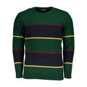 Grøn Crewneck Sweater Kontrastdetaljer