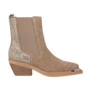 Square-toe Shiny Bootie med elastik