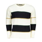 Hvid Crew Neck Sweater Kontrastdetaljer