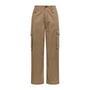 Stone-Washed Cotton Cargo Trousers