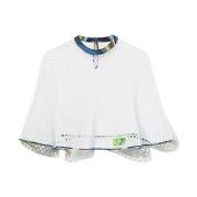 Bianco Bomuld Poncho med Silke Trim