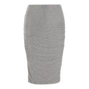 Rhinestone High Waist Gray Skirt