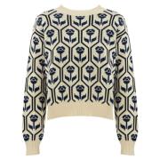 Blomstret Jacquard Bomuldssweater