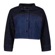 Kort Denimjakke To-farvet Design