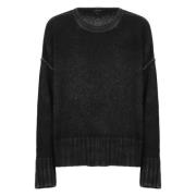 Sort Cashmere Uld Crewneck Sweater Kvinde