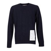 Blå Crewneck Uld Cashmere Sweater