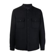 Blå Uld Blend Overshirt