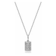 Silver CZ Tag Necklace