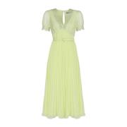 Chiffon Blonde V-Neck Midi Kjole