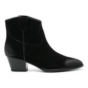 Black Suede Side Zip Boots