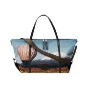 Canvas Duffel Taske med Signatur Print