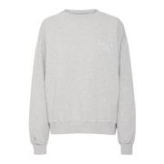 Grå Melange Crewneck Sweatshirt med Logo