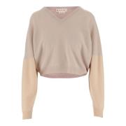 Luksuriøs V-hals pullover i pink og fersken