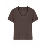 Brun Suri T-shirt, Bomuld-Elastan Blanding