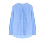 Elegant skjortebluse med blonde detaljer