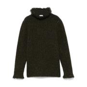 Mørkegrøn Ribstrikket Turtleneck Sweater