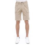 Beige Stretch Bermuda Cargo Shorts