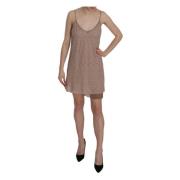 Beige A-Line Spaghetti Strap Mini Dress