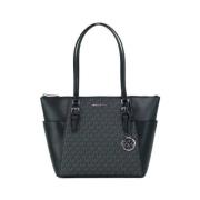 Charlotte Sort PVC Læder Tote Taske