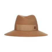 Beige Uld Fedora Hat til Kvinder