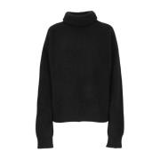 Sort højhalset sweater med ribdetalje