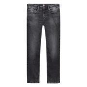 Grå Slim Fit Jeans med Distressed Look