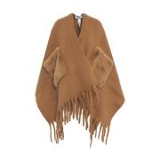 Frynset Poncho med Broche