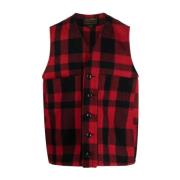 Rød Plaid Uld Gilet