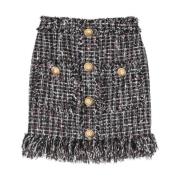 Fringed Tweed Kort Nederdel