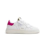 Hvide Lædersneakers med Pink Indsatser