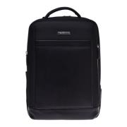 Backpack in black leather and nylon