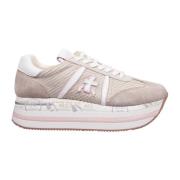 Python Print Læder Sneakers Beige Pink