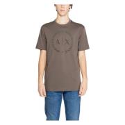 Brun Enkel Rund Hals T-shirt