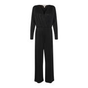 Sort Glitter Jumpsuit med V-Hals