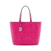 Fuchsia Læder Shopper Taske