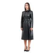 Sort Trenchcoat med Metal Detaljer