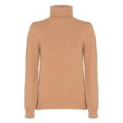 Brun Cashmere Uld Høj Hals Sweater