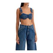 Denim Bralette Overalls Spænder