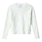 Langærmet Mønstret Pullover Off White