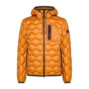 Kort Orange Hætte Puffer Frakke