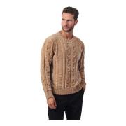 Brun Sweater med Fletdesign