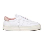 Hvide Pink Læder Sneakers Italien Lavet